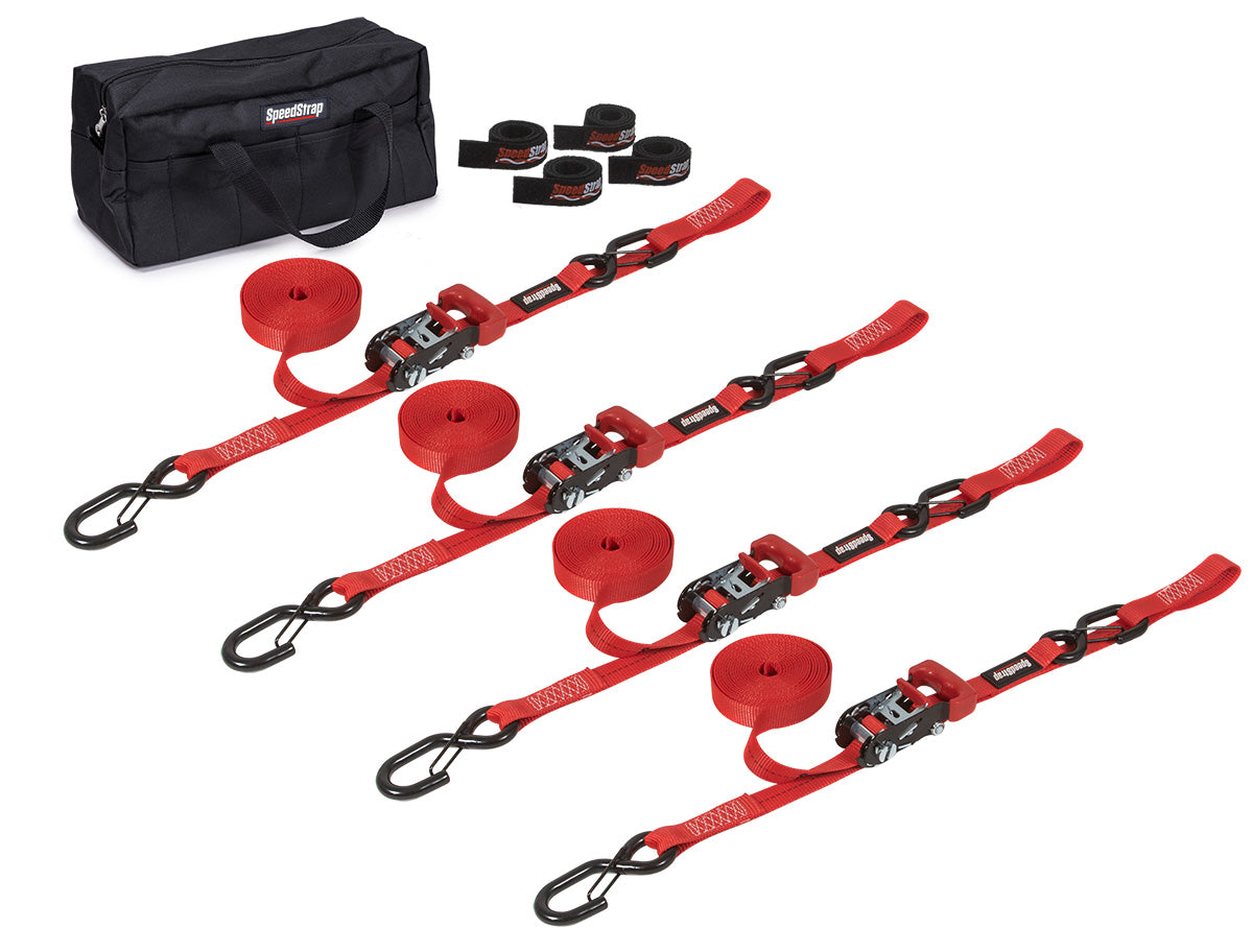 Heavy Duty Motorcycle/ATV Tie-Down Kit - Red - SpeedStrap