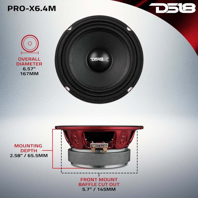 DS18 6.5in 250 Watts RMS 4 ohm Mid-Range Loudspeaker