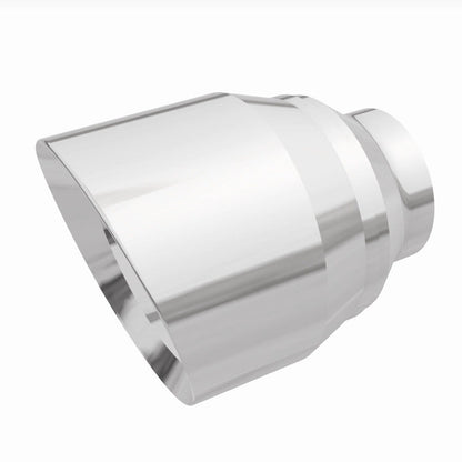 MagnaFlow Tip Stainless Double Wall Round Single Outlet Polished 4.5in DIA 2.5in Inlet 5.75in Length