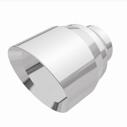 MagnaFlow Tip Stainless Double Wall Round Single Outlet Polished 4.5in DIA 2.5in Inlet 5.75in Length