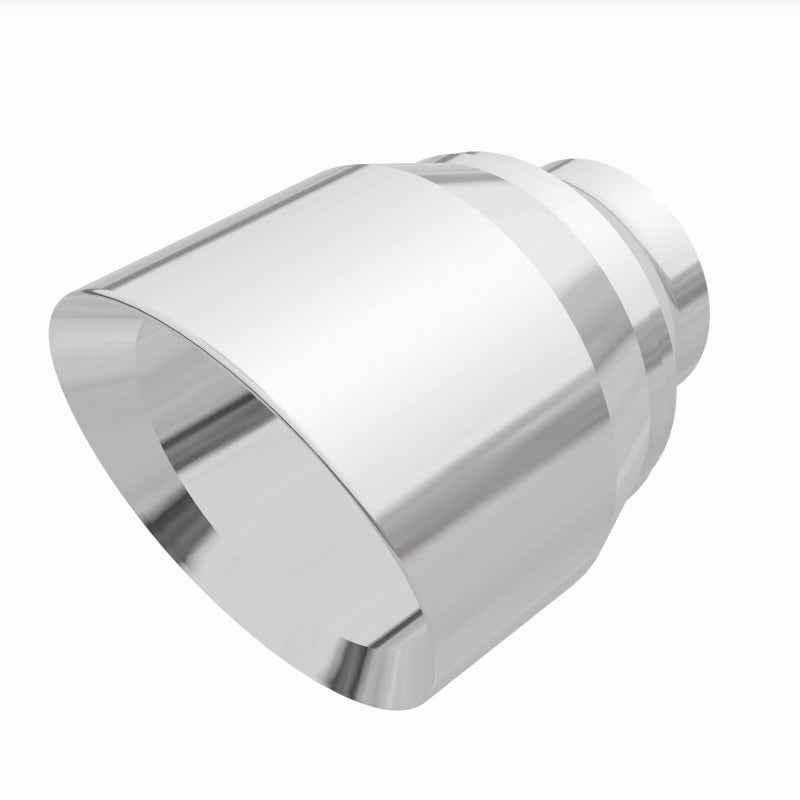 MagnaFlow Tip Stainless Double Wall Round Single Outlet Polished 4.5in DIA 2.5in Inlet 5.75in Length