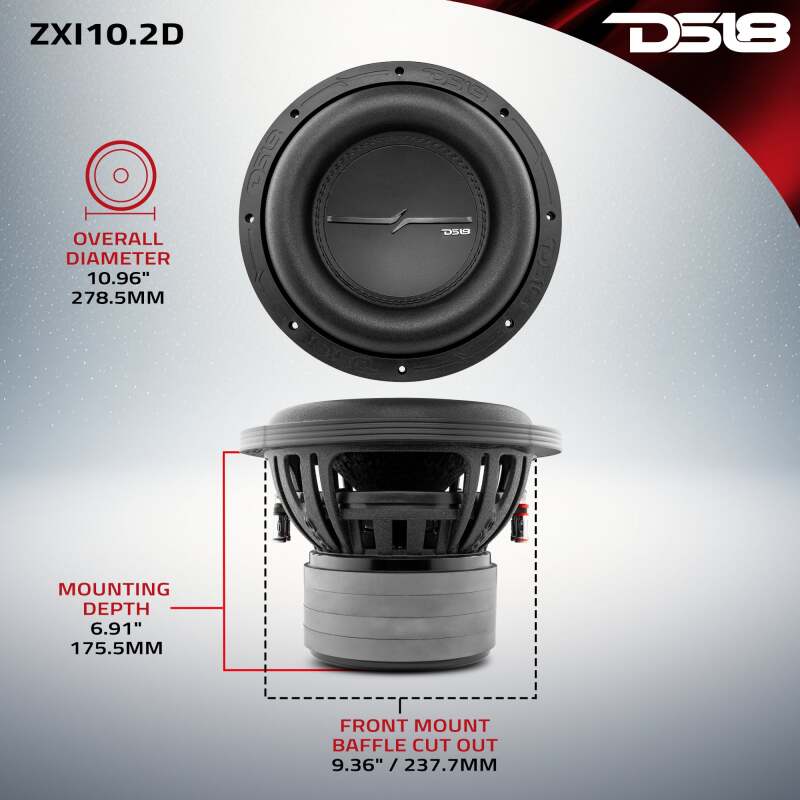 DS18 10in 800 Watts RMS 2 ohm DVC High Excursion Subwoofer