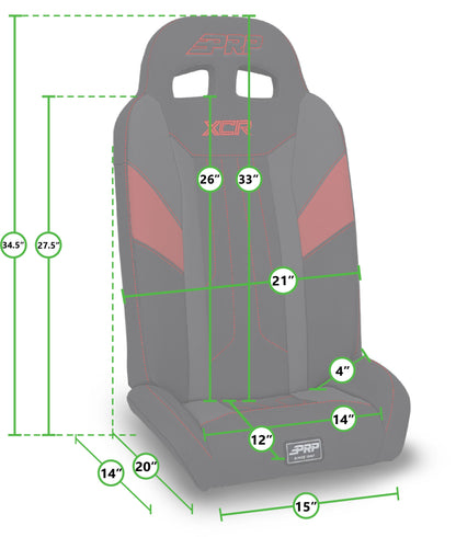 XCR Fold Flat Rear Suspension Seats for Polaris RZR PRO XP4, PRO R4, Turbo R4 (Pair) - Custom