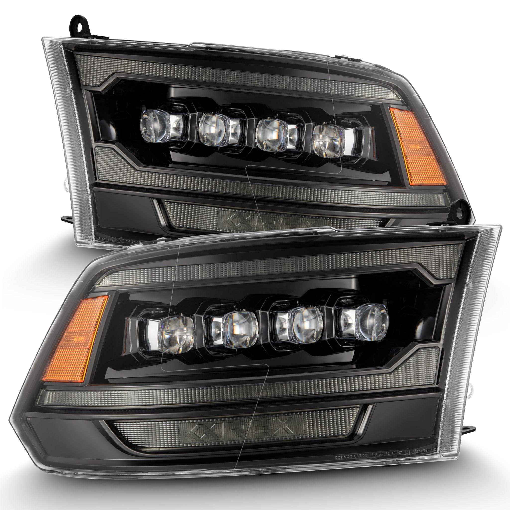 Alpha Rex 09-18 Ram Truck NOVA-Series (5th Gen 2500 G2 Style) LED Projector Headlights Alpha-Black