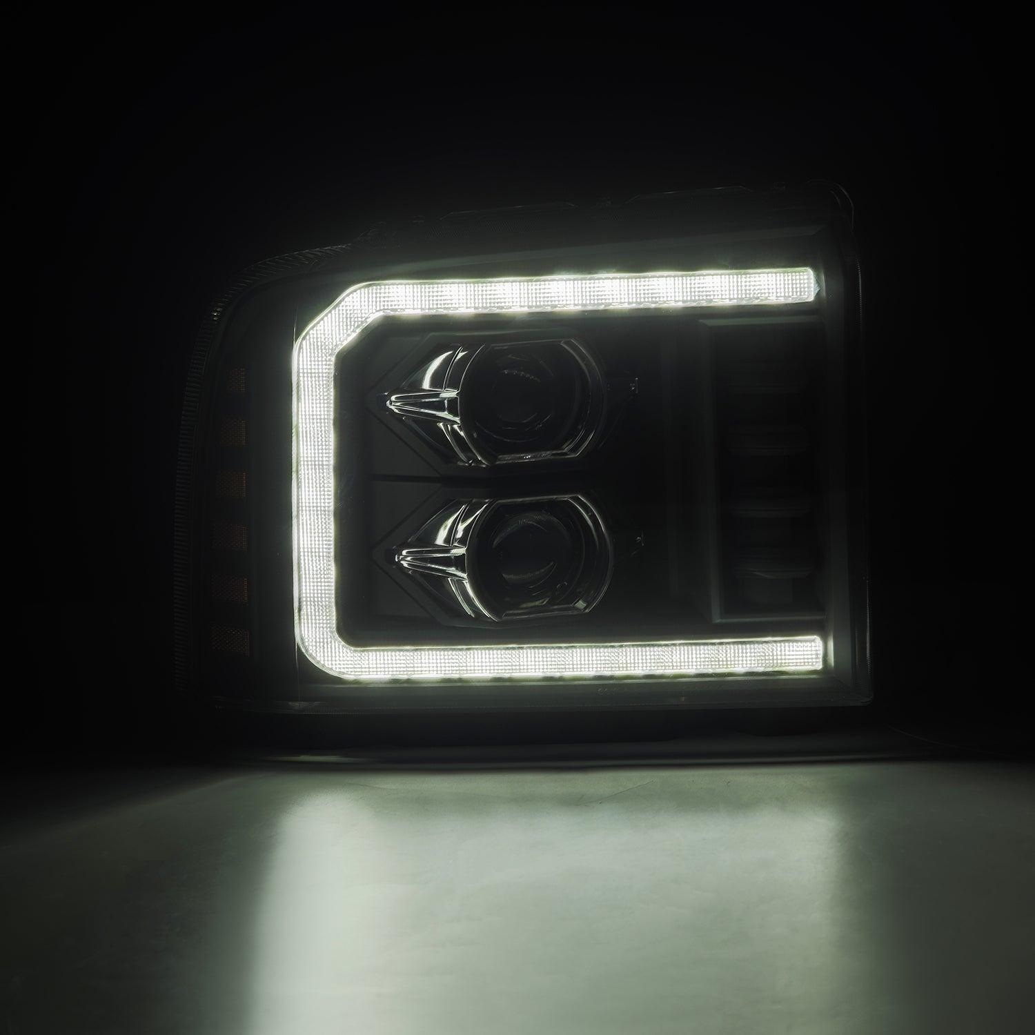 Alpha Rex 05-07 Ford Super Duty LUXX-Series LED Projector Headlights Black