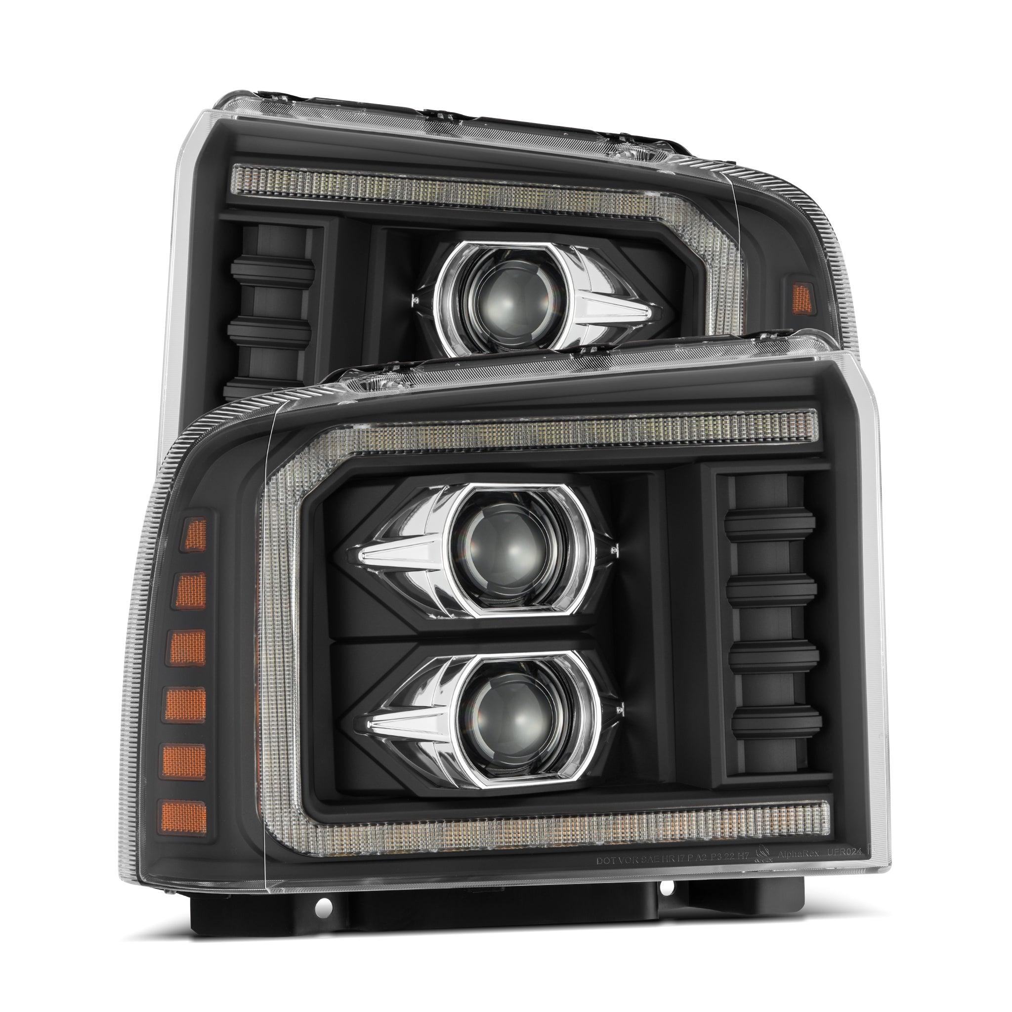 Alpha Rex 05-07 Ford Super Duty LUXX-Series LED Projector Headlights Black