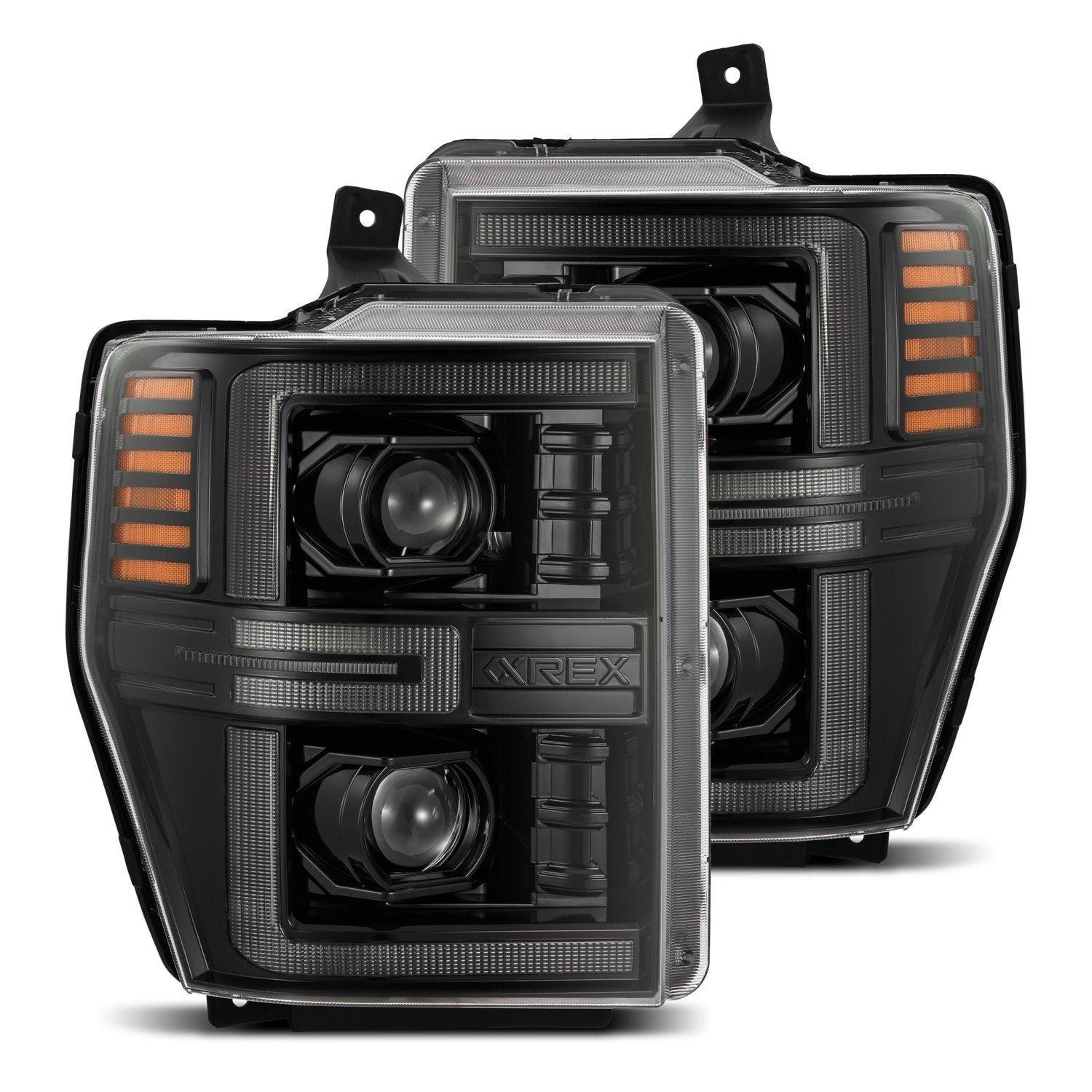 Alpha Rex 08-10 Ford Super Duty LUXX-Series LED Projector Headlights Alpha-Black