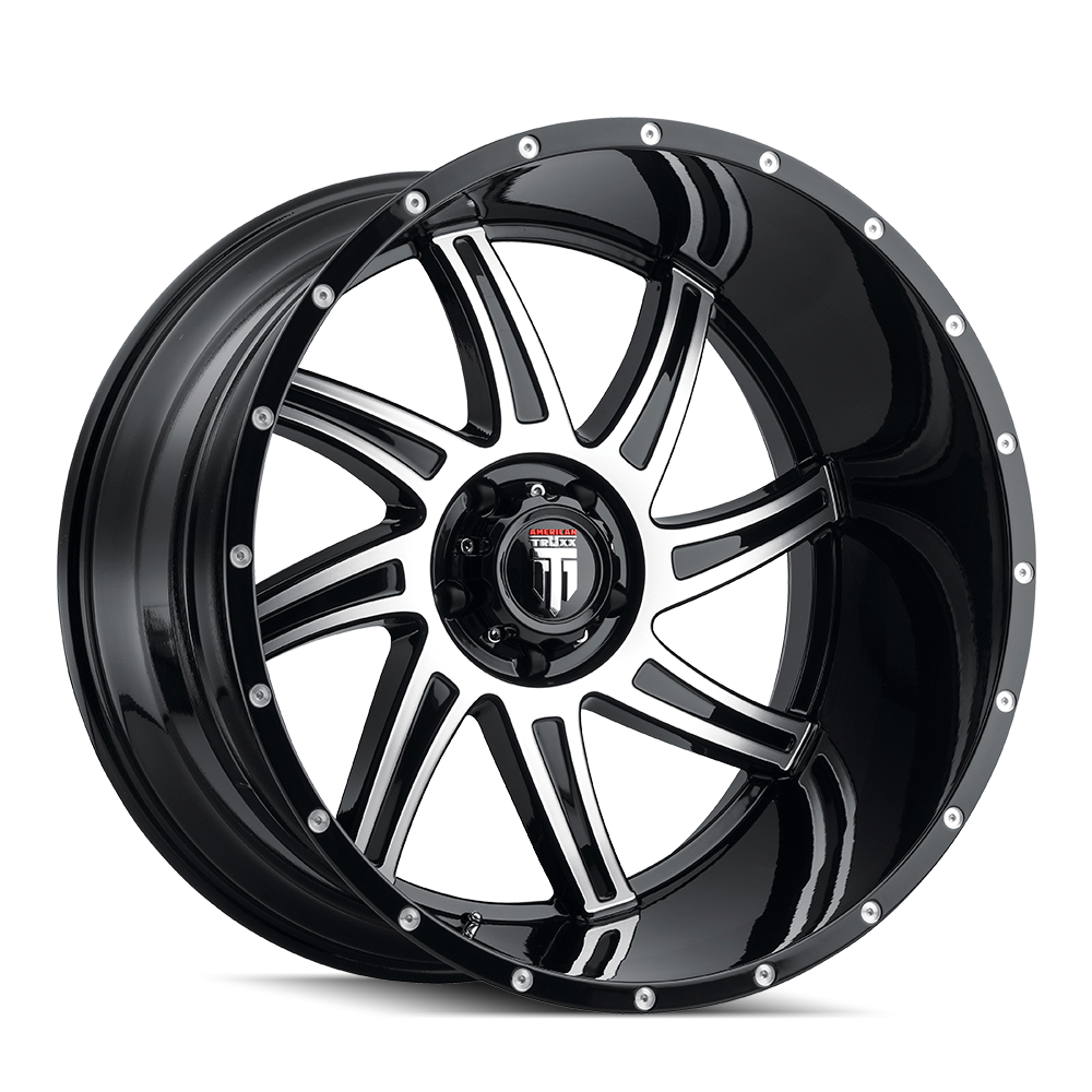 AMERICAN TRUXX AT162-221252BM AMERICAN TRUXX VORTEX AT162 GLOSS BLACK MACHINED 22X12 6-135 -44MM 87.1MM