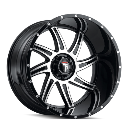 AMERICAN TRUXX AT162-221252BM AMERICAN TRUXX VORTEX AT162 GLOSS BLACK MACHINED 22X12 6-135 -44MM 87.1MM
