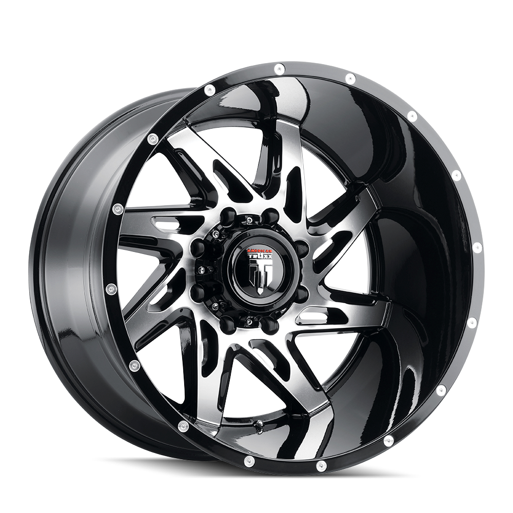 AMERICAN TRUXX AT183-221497BM AMERICAN TRUXX SPYDER AT183 GLOSS BLACK MACHINED 22X14 8-180 -76MM 125.2MM
