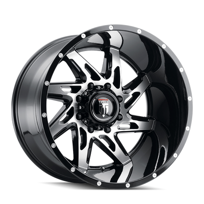 AMERICAN TRUXX AT183-221497BM AMERICAN TRUXX SPYDER AT183 GLOSS BLACK MACHINED 22X14 8-180 -76MM 125.2MM