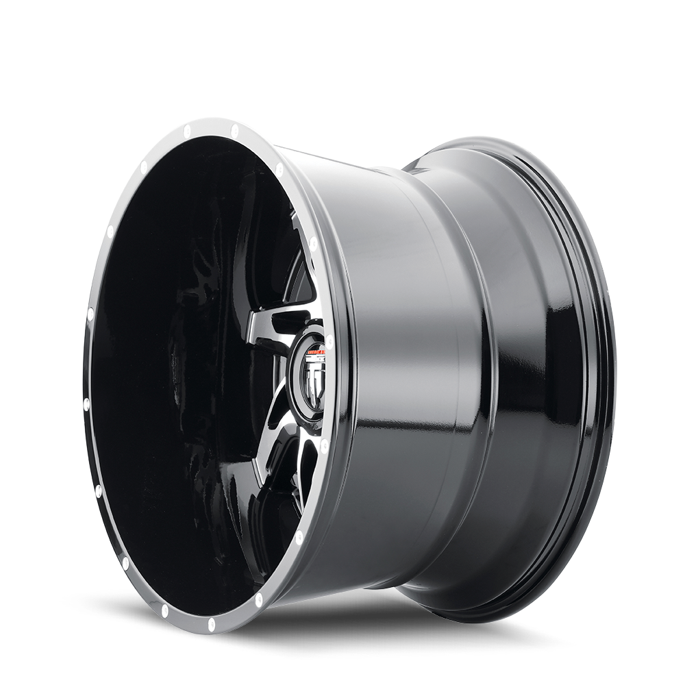AMERICAN TRUXX AT183-221497BM AMERICAN TRUXX SPYDER AT183 GLOSS BLACK MACHINED 22X14 8-180 -76MM 125.2MM