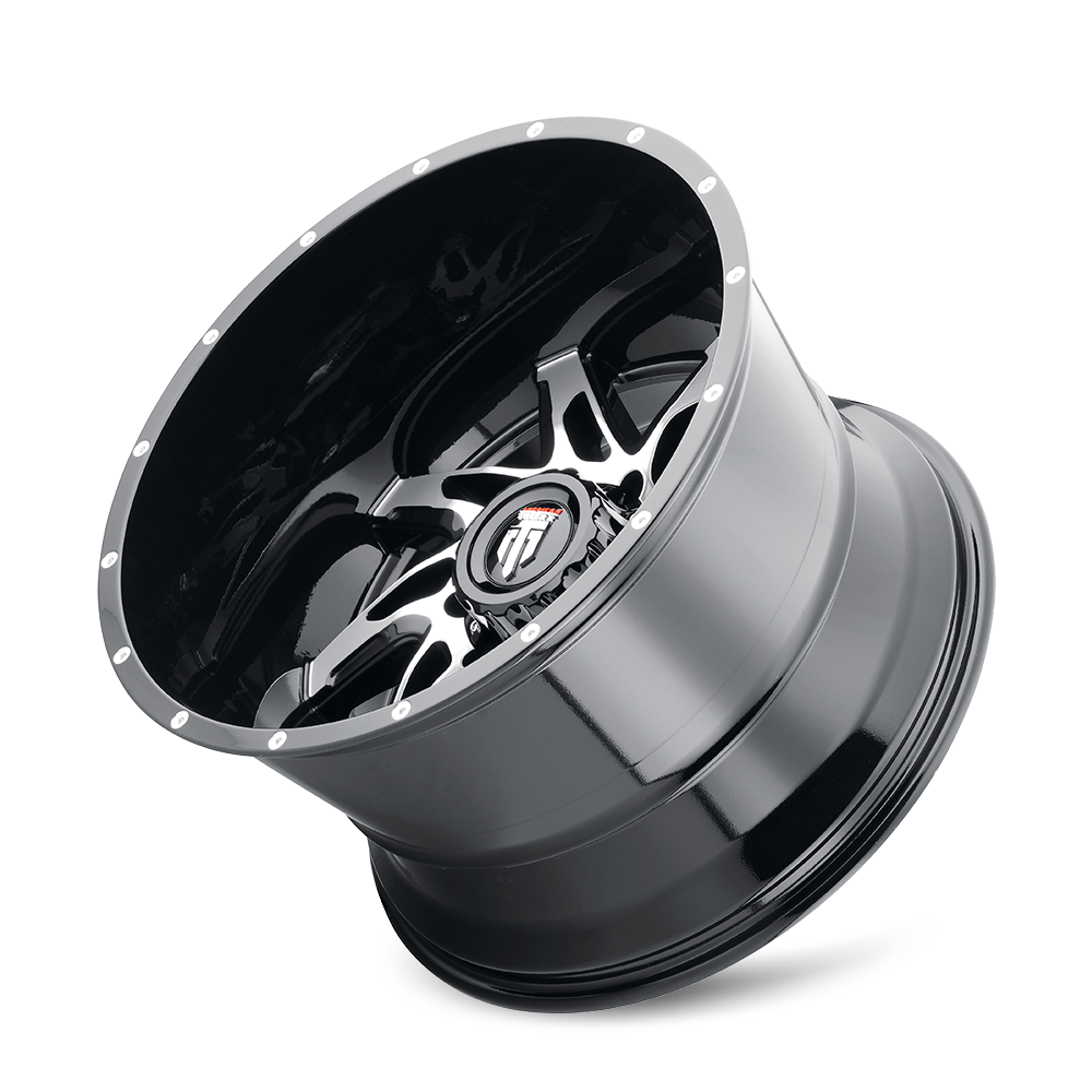 AMERICAN TRUXX AT183-221497BM AMERICAN TRUXX SPYDER AT183 GLOSS BLACK MACHINED 22X14 8-180 -76MM 125.2MM