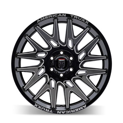 AMERICAN TRUXX AMERICAN TRUXX EVOLUTION AT1919 GLOSS BLACK MILLED 22X12 8-180 -44MM 124.2MM