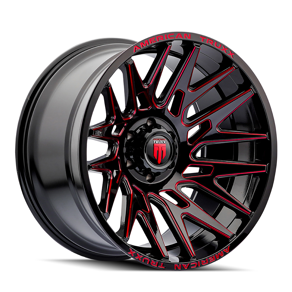 AMERICAN TRUXX AMERICAN TRUXX EVOLUTION AT1919 GLOSS BLACK PRIZM RED 22X12 8-170 -44MM 125.2MM