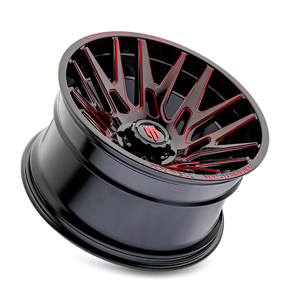 AMERICAN TRUXX AMERICAN TRUXX EVOLUTION AT1919 GLOSS BLACK PRIZM RED 22X12 6-135 -44MM 87.1MM
