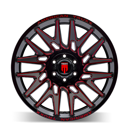 AMERICAN TRUXX AMERICAN TRUXX EVOLUTION AT1919 GLOSS BLACK PRIZM RED 22X12 8-170 -44MM 125.2MM