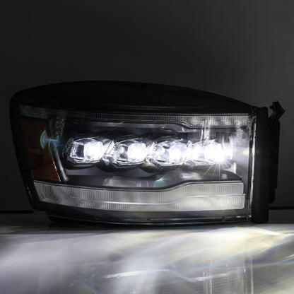 Alpha Rex 06-08 Dodge Ram NOVA-Series LED Projector Headlights Alpha-Black