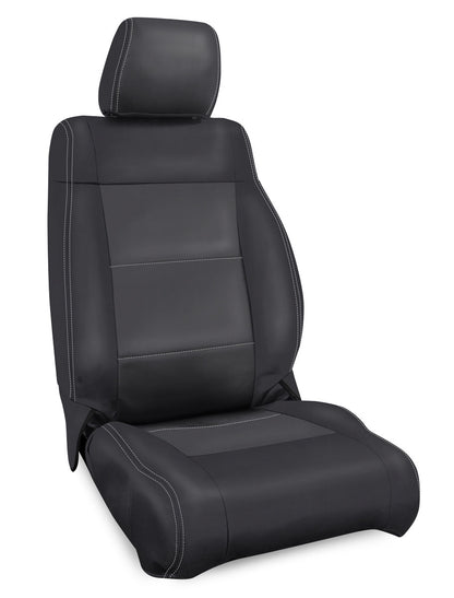 Front Seat Covers for '11–'12 Jeep Wrangler JK, 2 door or 4 door (Pair) - Black with Red Stitching