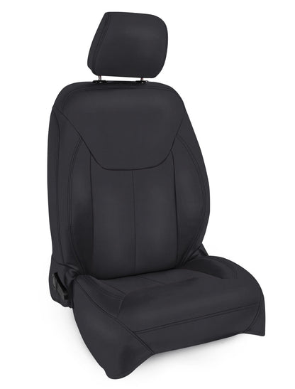 Front Seat Covers for '13–'18 Jeep Wrangler JK, 2 door or 4 door (Pair) - Black with Red Stitching
