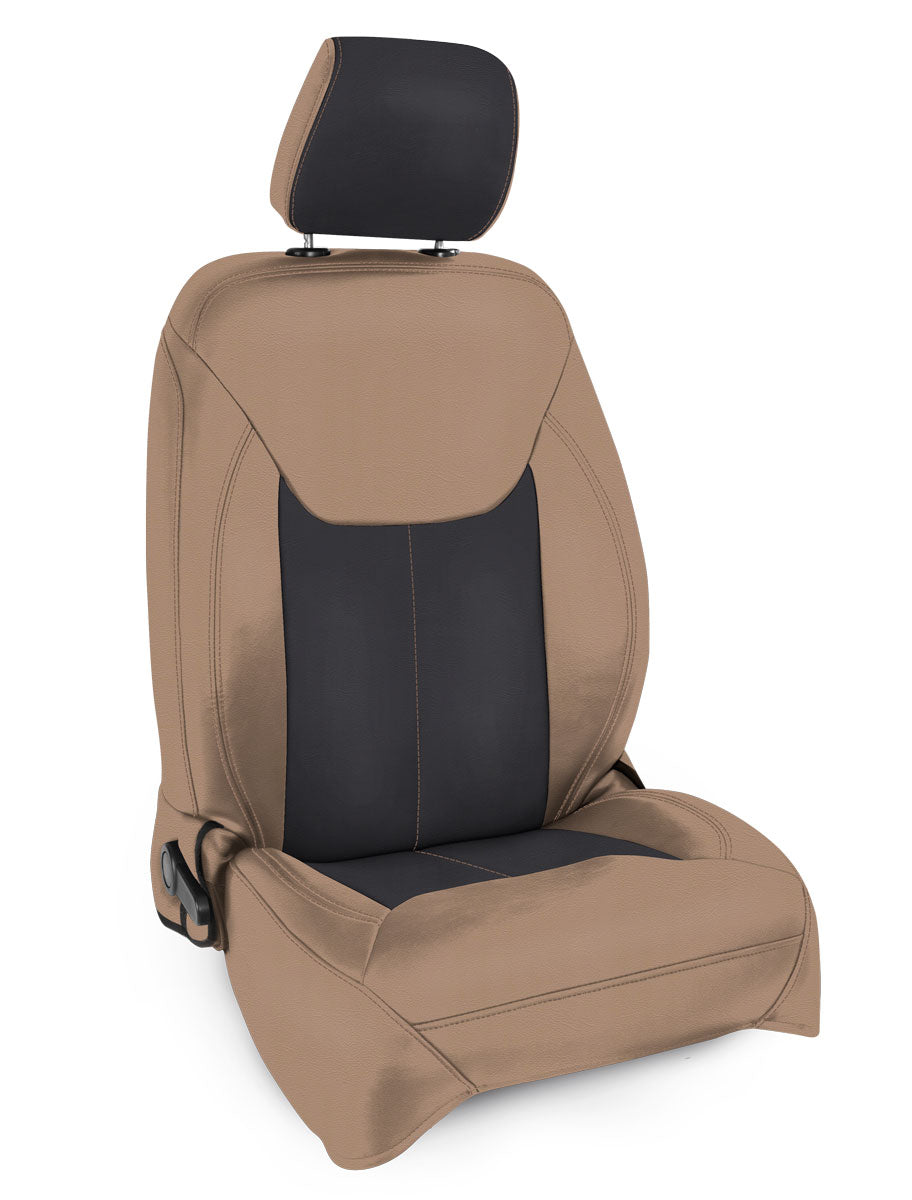 Front Seat Covers for '13–'18 Jeep Wrangler JK, 2 door or 4 door (Pair) - Black with Red Stitching