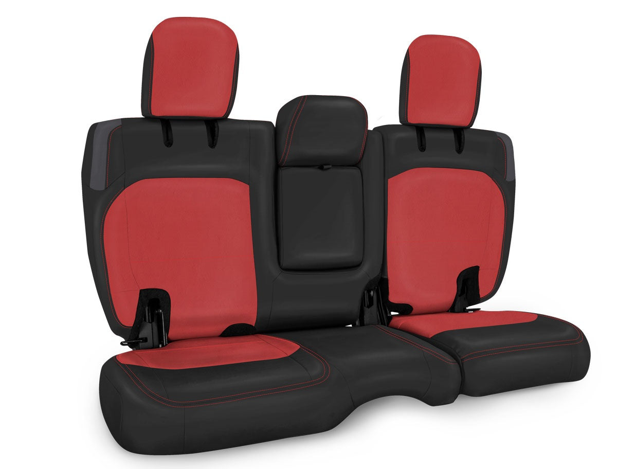 Rear Bench Cover for Jeep Wrangler JLU, 4 door with Armrest - Black with Red Stitching