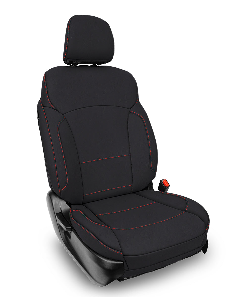 Front Seat Covers for 2013-2017 Subaru Crosstrek (Pair) - Black with Red Stitch