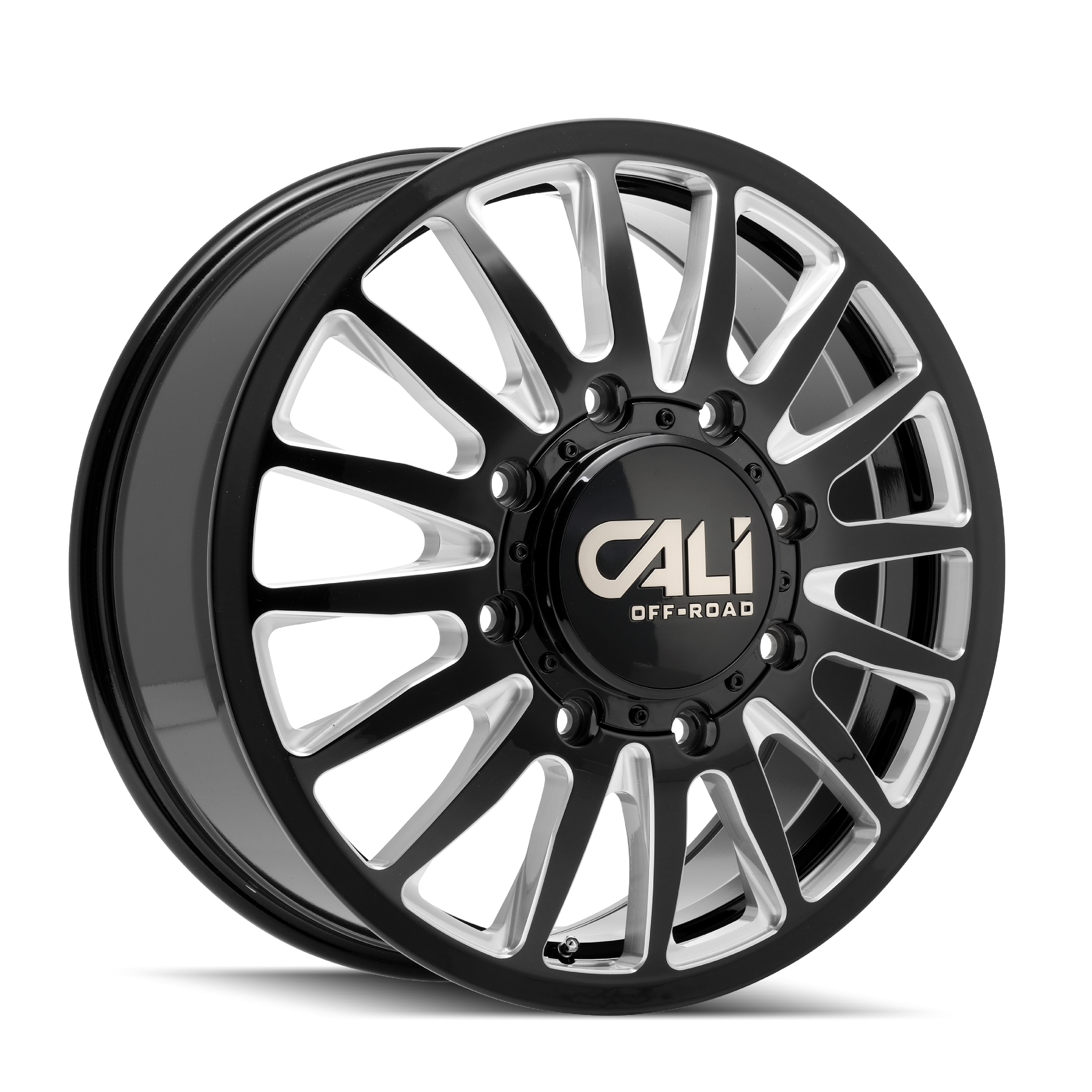 CALI OFF-ROAD CALI OFF-ROAD SUMMIT DUALLY FRONT 9110 GLOSS BLACK MILLED 20X8.25 8-165.1 115MM 121.3MM