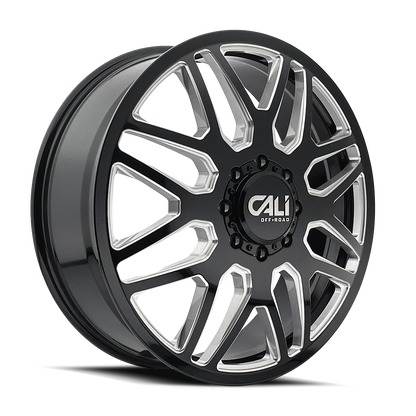 CALI OFF-ROAD CALI OFF-ROAD-OFFROAD INVADER DUALLY 9115D GLOSS BLACK MILLED 22X8.25 8-165.1 115MM 121.3MM