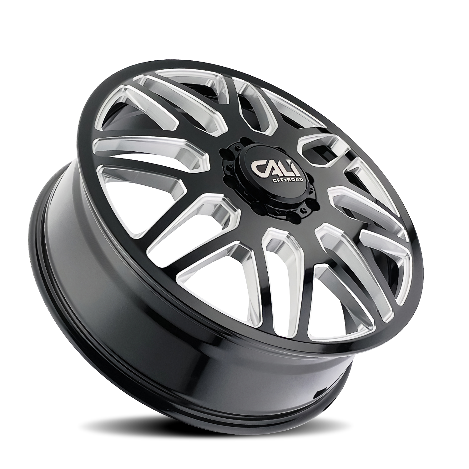 CALI OFF-ROAD CALI OFF-ROAD-OFFROAD INVADER DUALLY 9115D GLOSS BLACK MILLED 24X8.25 8-165.1 -232MM 121.3MM