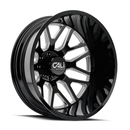 CALI OFF-ROAD CALI OFF-ROAD-OFFROAD INVADER DUALLY 9115D GLOSS BLACK MILLED 22X8.25 8-165.1 -192MM 121.3MM