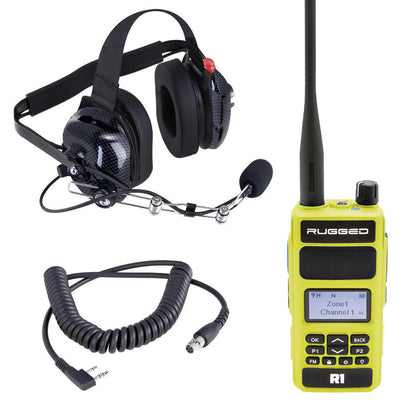Crew Chief - H42 Spotter Headset and Rugged Handheld Radio Package - Single Radio / R1 Business Band Handheld