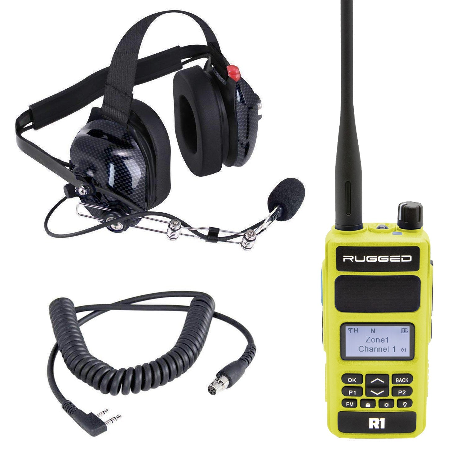 Crew Chief - H42 Spotter Headset and Rugged Handheld Radio Package - Dual Radio / R1 Business Band Handheld