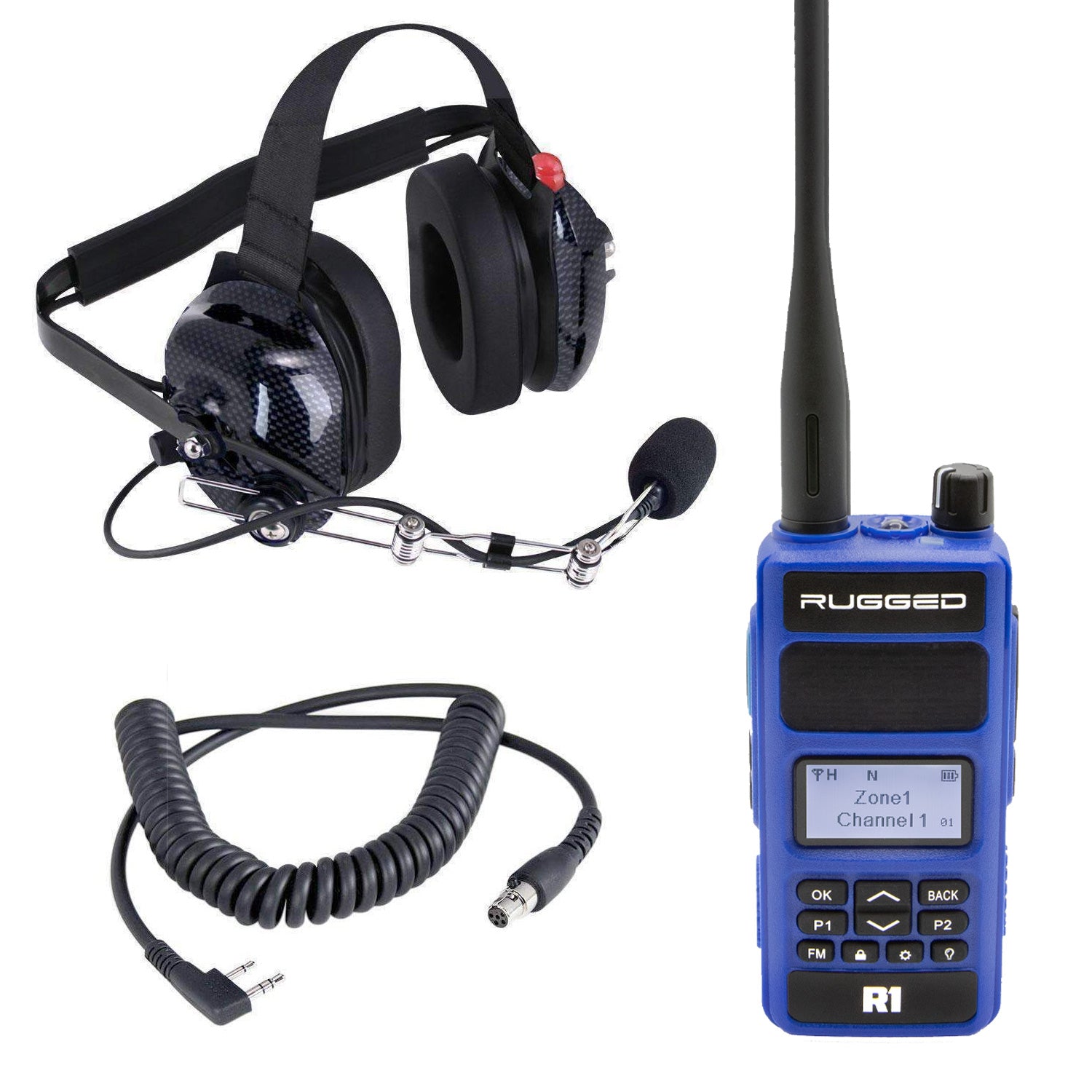 Crew Chief - H42 Spotter Headset and Rugged Handheld Radio Package - Dual Radio / R1 Business Band Handheld