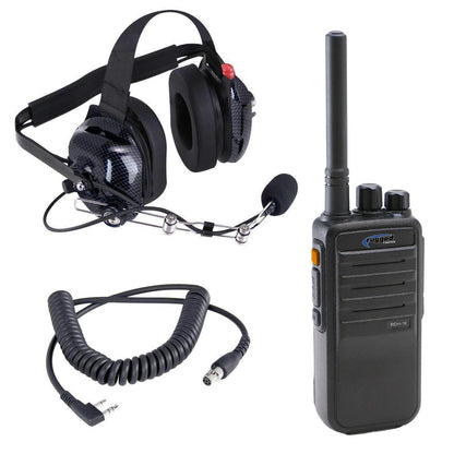 Crew Chief - H42 Spotter Headset and Rugged Handheld Radio Package - Dual Radio / R1 Business Band Handheld