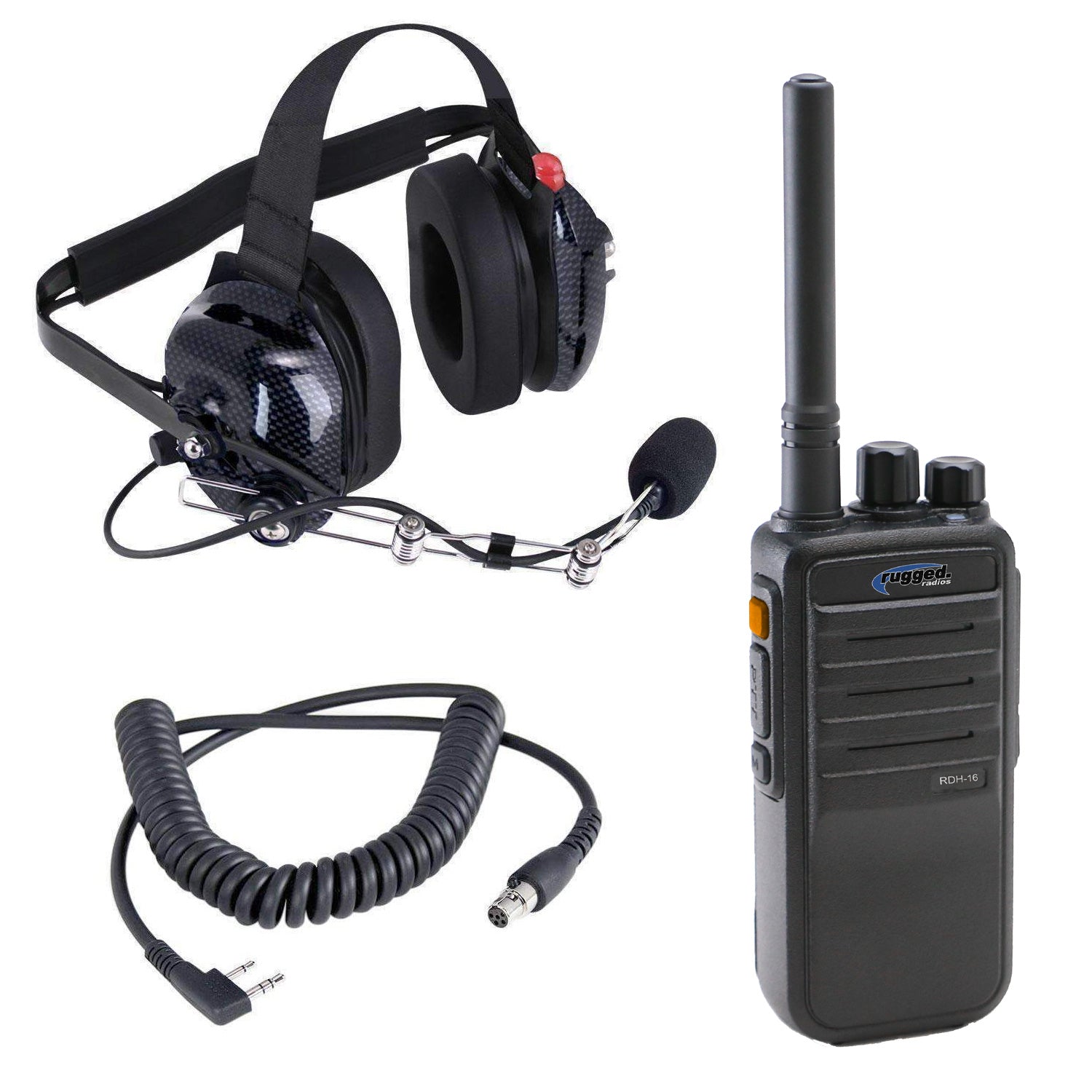 Crew Chief - H42 Spotter Headset and Rugged Handheld Radio Package - Single Radio / R1 Business Band Handheld