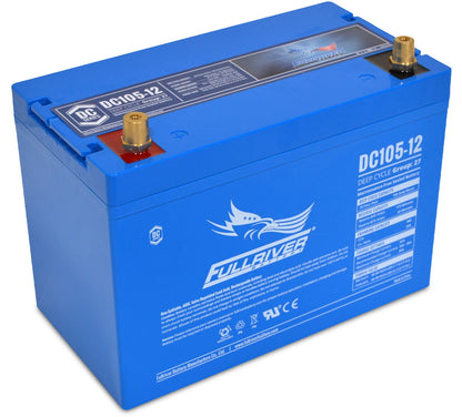 Fullriver DC105-12 DC Series Premium Deep Cycle AGM Battery – 12V, 105Ah, maintenance-free reliable deep-cycle performance