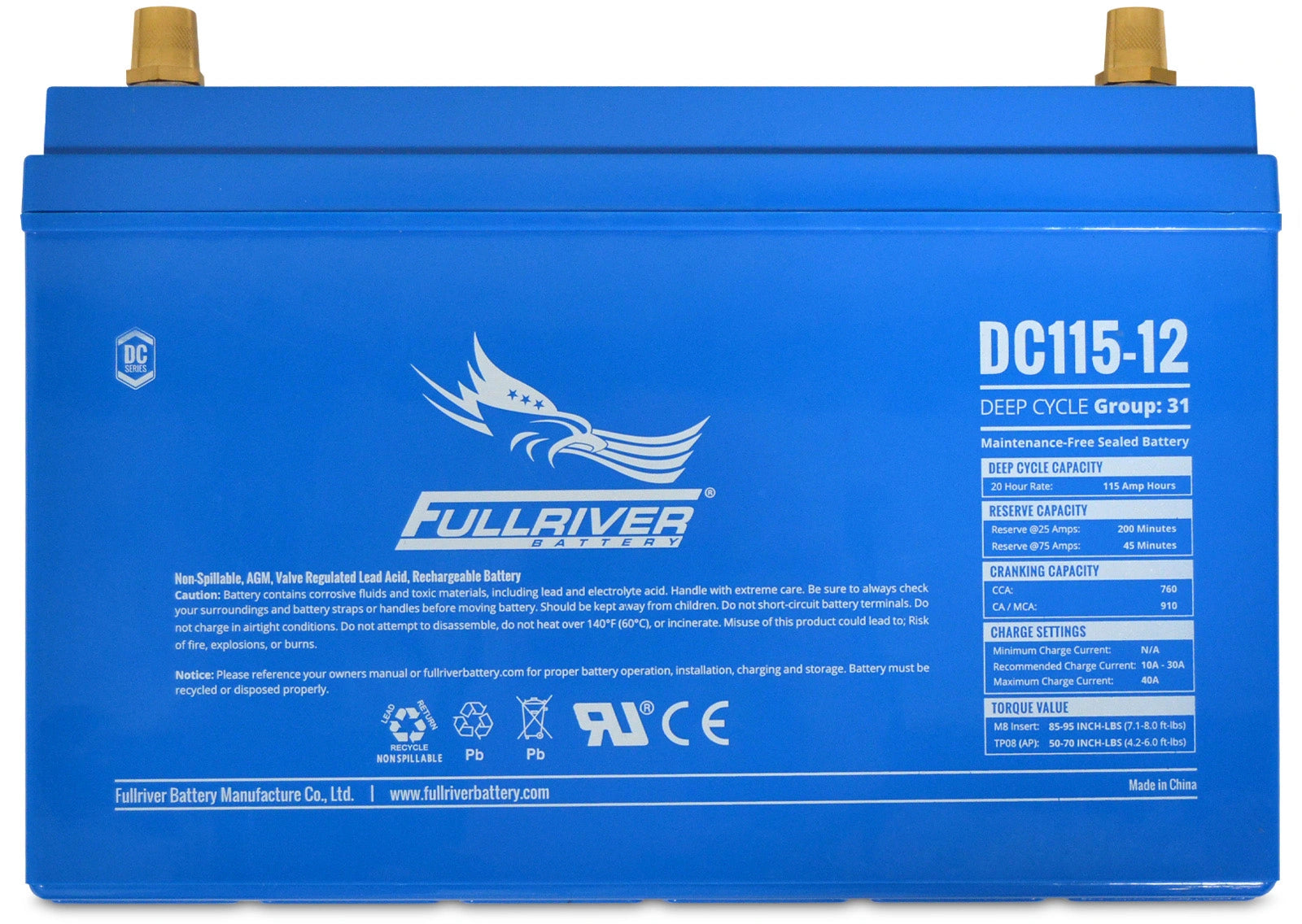 DC Series DC115-12 AGM battery from Fullriver Battery