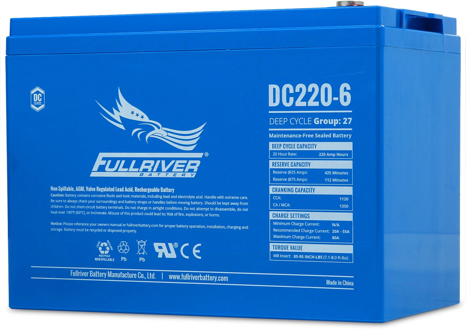 DC Series DC220-6 AGM battery from Fullriver Battery