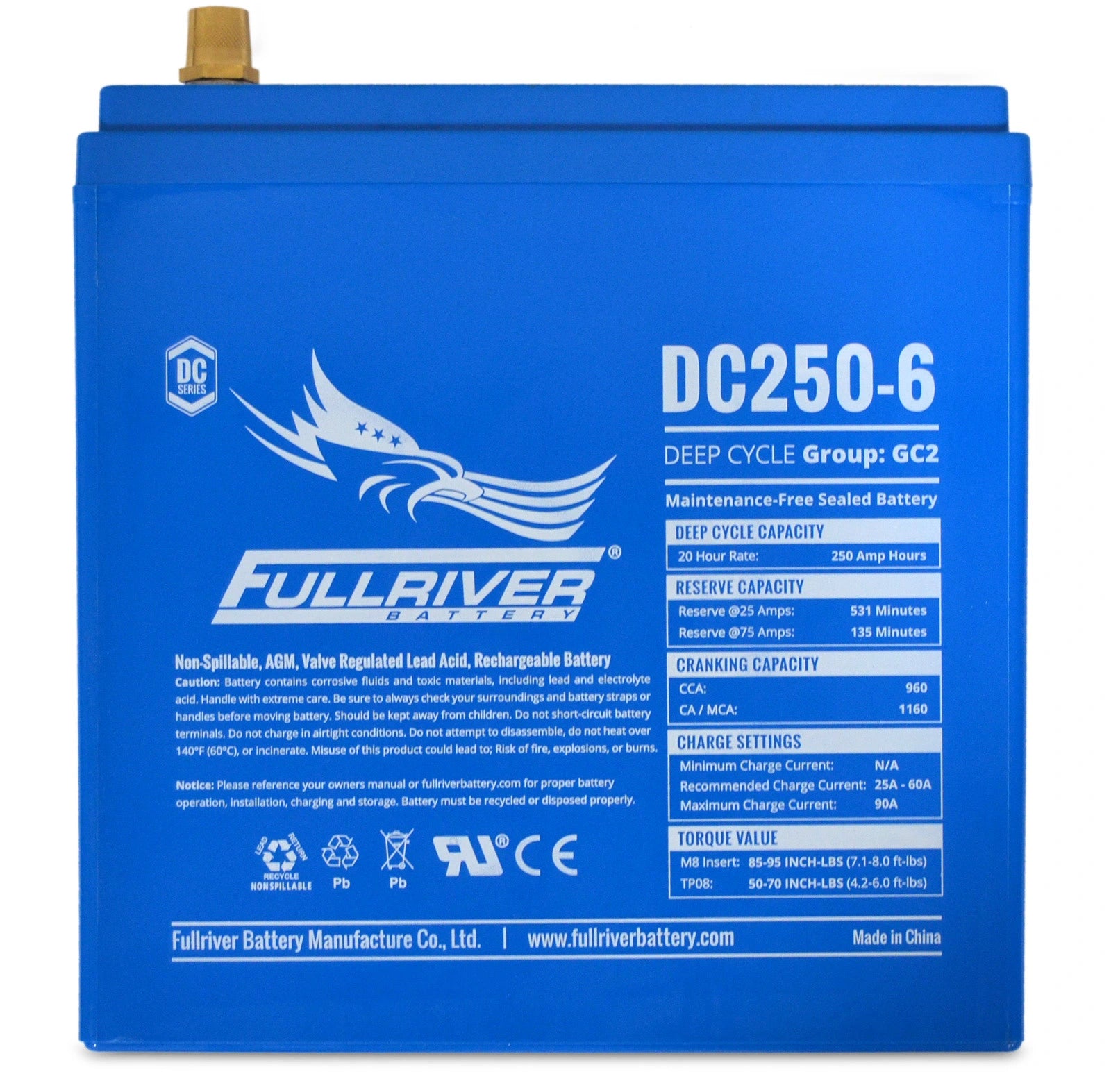 DC Series DC250-6 AGM battery from Fullriver Battery