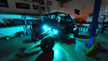 Install UTV 8-Pod Rock Light & 4FT LED Kool Whips