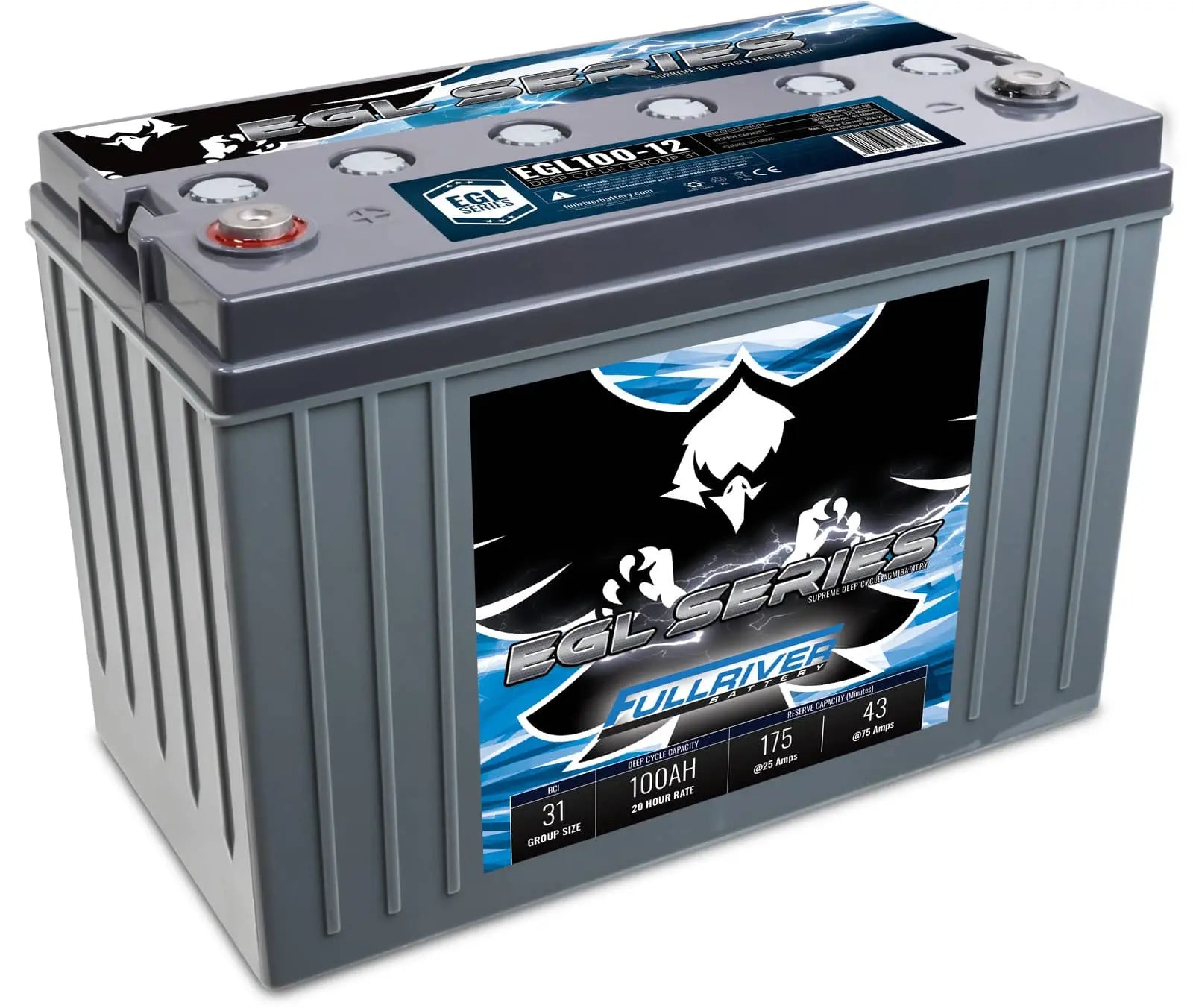 Fullriver EGL100-12 EGL Series Supreme Deep Cycle AGM Battery – 12V, high-capacity, maintenance-free deep-cycle performance