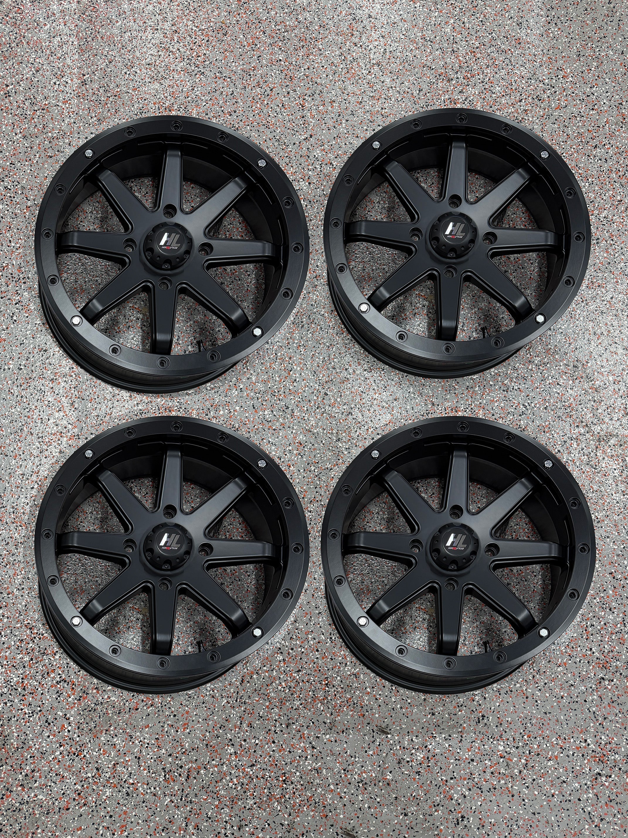 SET of 4 - HL9 Beadlock Wheels (Matte Black) 4x137 18x7 (45mm)(GARAGE SALE)