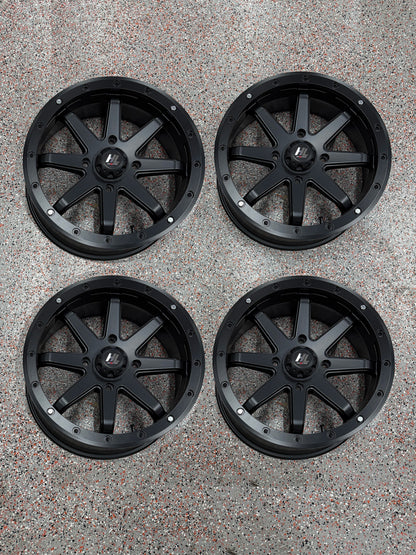 SET of 4 - HL9 Beadlock Wheels (Matte Black) 4x137 18x7 (45mm)(GARAGE SALE)