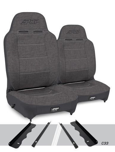 Enduro High Back Reclining Suspension Seats Kit for 95-01 Jeep Cherokee XJ (Pair), Gray