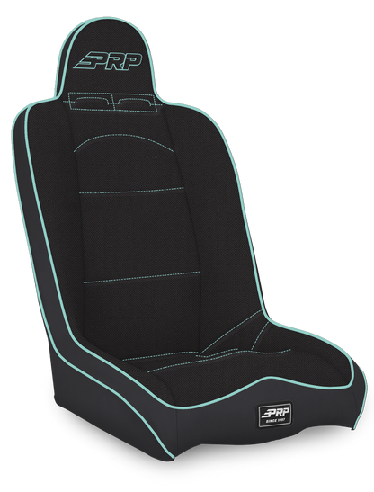 Daily Driver High Back Suspension Seat; Black & Teal Tweed