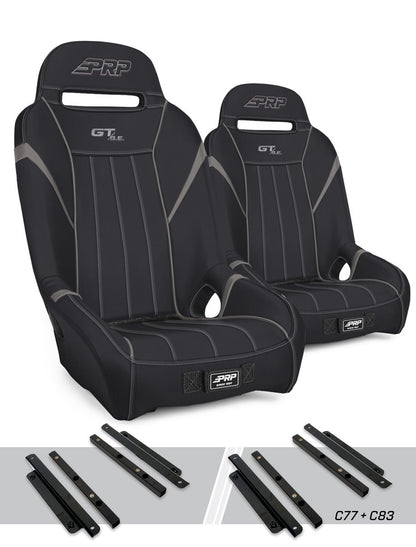 GT/S.E. Suspension Seats Kit for Polaris General, RZR S 900, 900 Trail, Trail, XP 1000, Turbo, Turbo S (Pair), Black & Gray