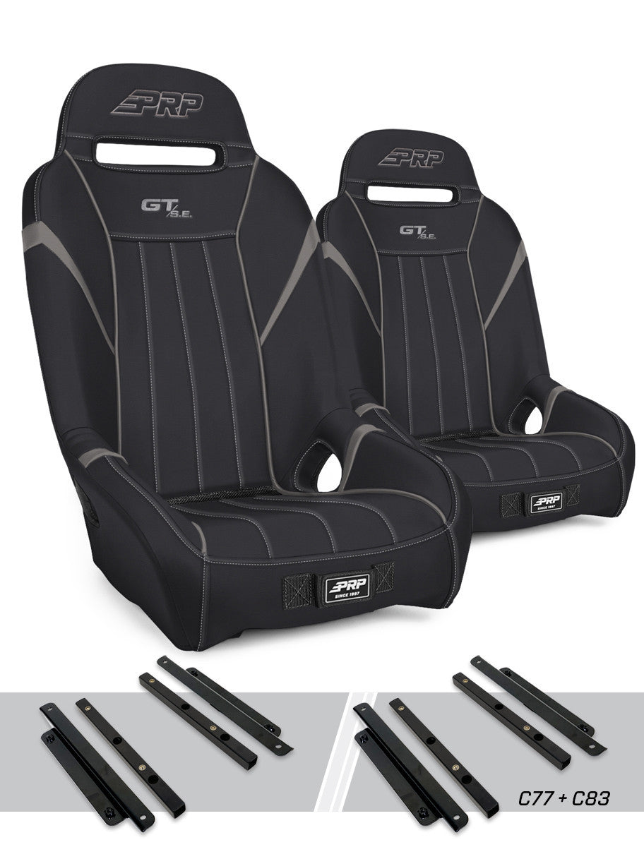 GT/S.E. Suspension Seats Kit for Polaris General, RZR S 900, 900 Trail, Trail, XP 1000, Turbo, Turbo S (Pair), Black & Gray