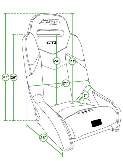 GT3 Suspension Seats Kit for Polaris General, RZR S 900, 900 Trail, Trail, XP 1000, Turbo, Turbo S (Pair), Black