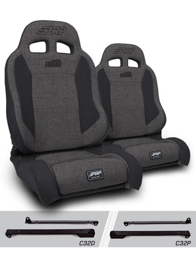 EnduroTrek Reclining Suspension Seats Kit for Jeep Wrangler CJ7/YJ (Pair), Gray